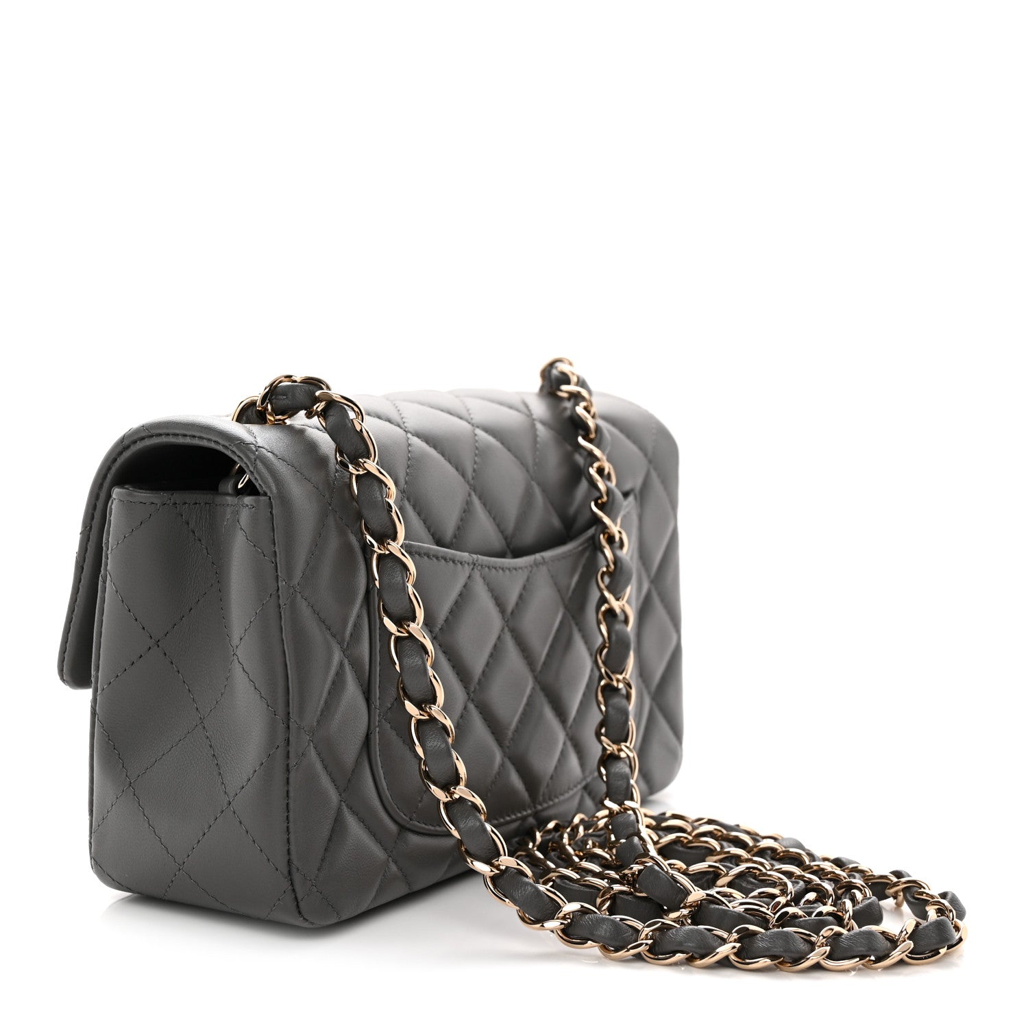 Chanel Lambskin Quilted Mini Rectangular Flap Dark Grey 3 of 11