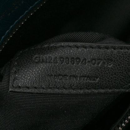 Saint Laurent Crinkled Calfskin Matelasse Monogram Medium Niki Chain Satchel Peacock Green 7 of 12