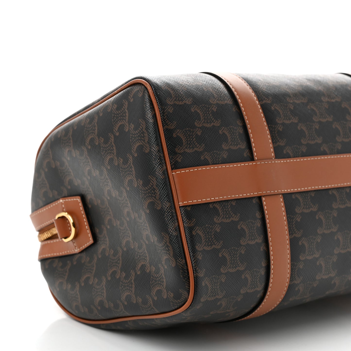 Triomphe Canvas Calfskin Boston Bag Tan