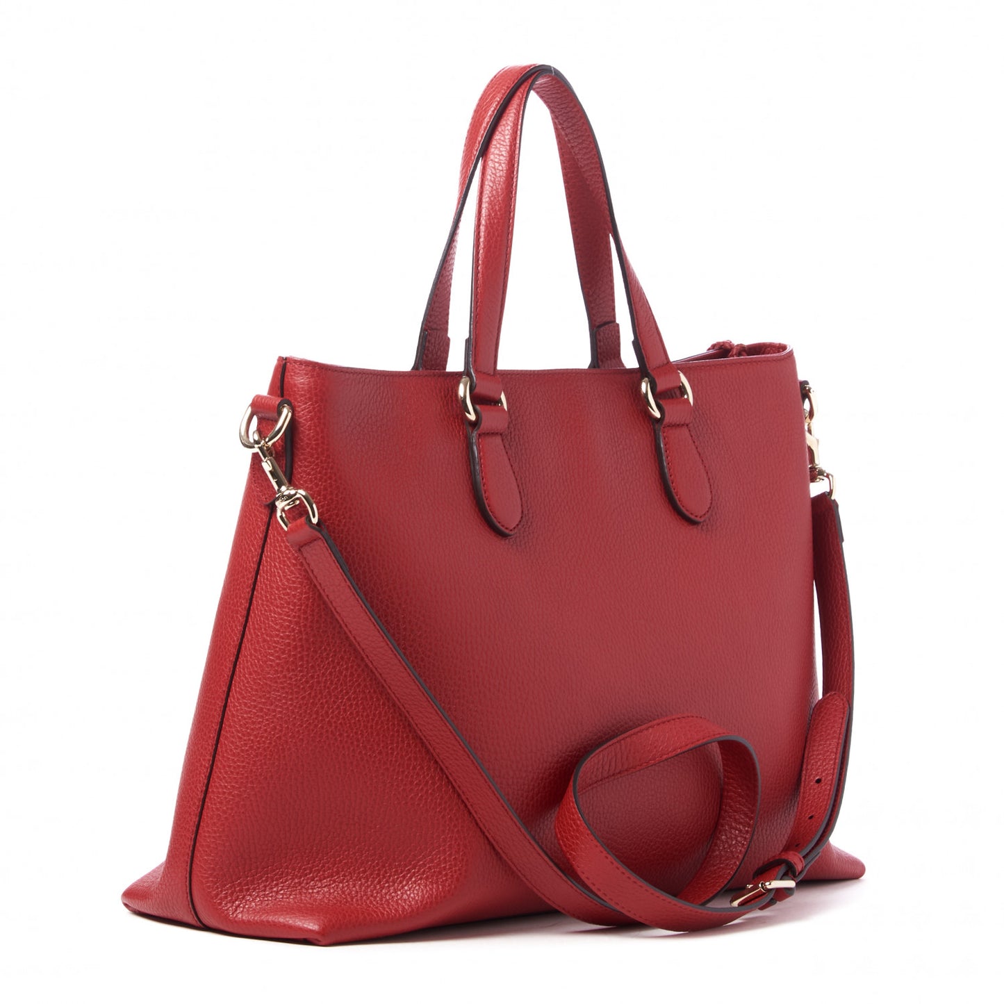 Pebbled Calfskin Convertible Bamboo Tassel Tote Red
