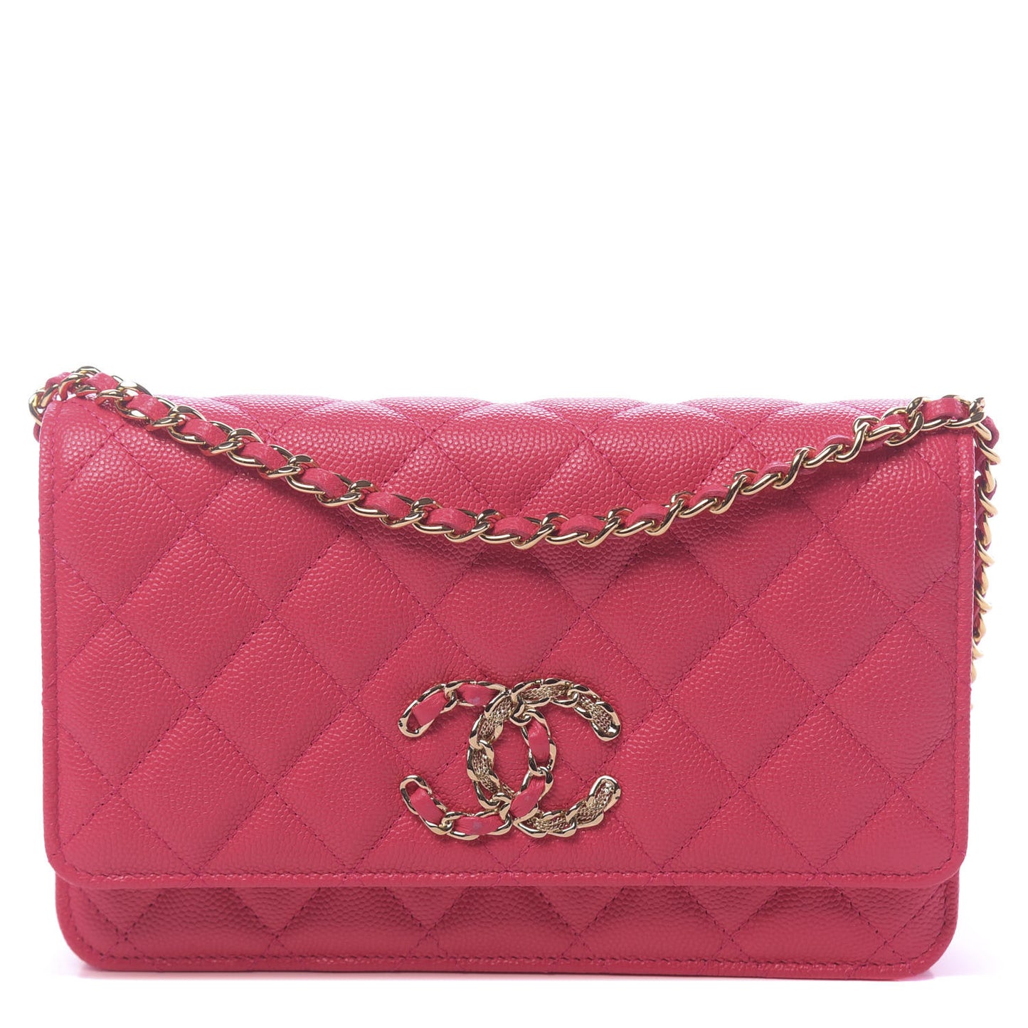 Caviar Quilted French New Wave Chain CC Wallet On Chain WOC Pink