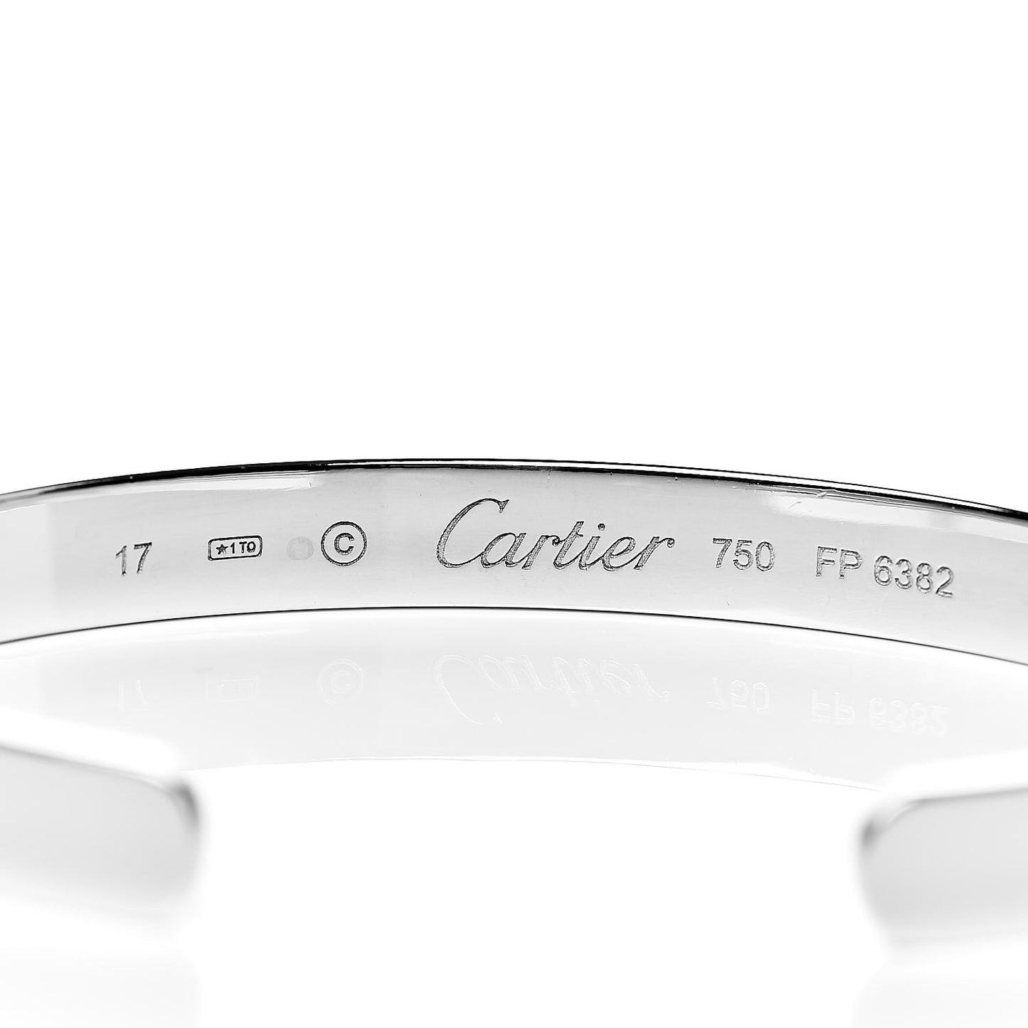 18K White Gold LOVE Cuff Bracelet 17