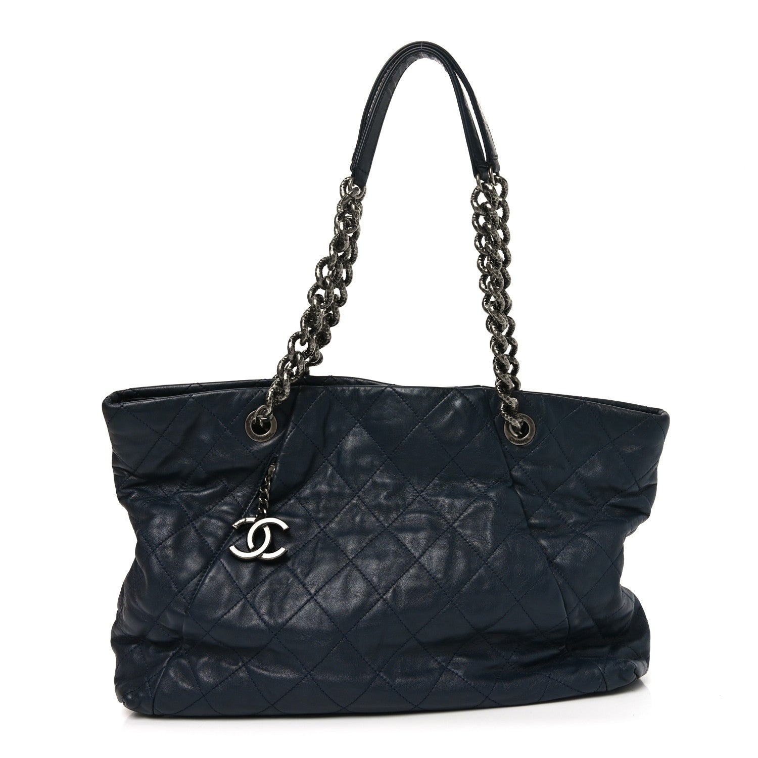 Chanel Calfskin Quilted Large Coco Pleats Tote Navy 1 of 11