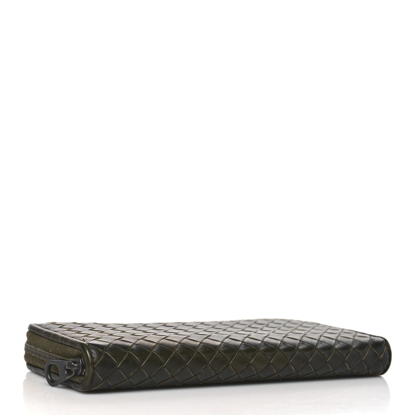 Nappa Intrecciato Zip Around Wallet Khaki