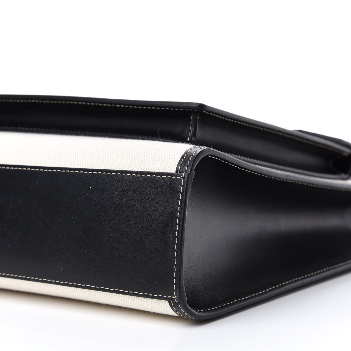 Canvas Smooth Calfskin Two Tone Medium Pocket Bag Natural Black