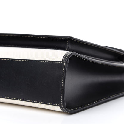 Burberry Canvas Smooth Calfskin Two Tone Medium Pocket Bag Natural Black 7 of 12