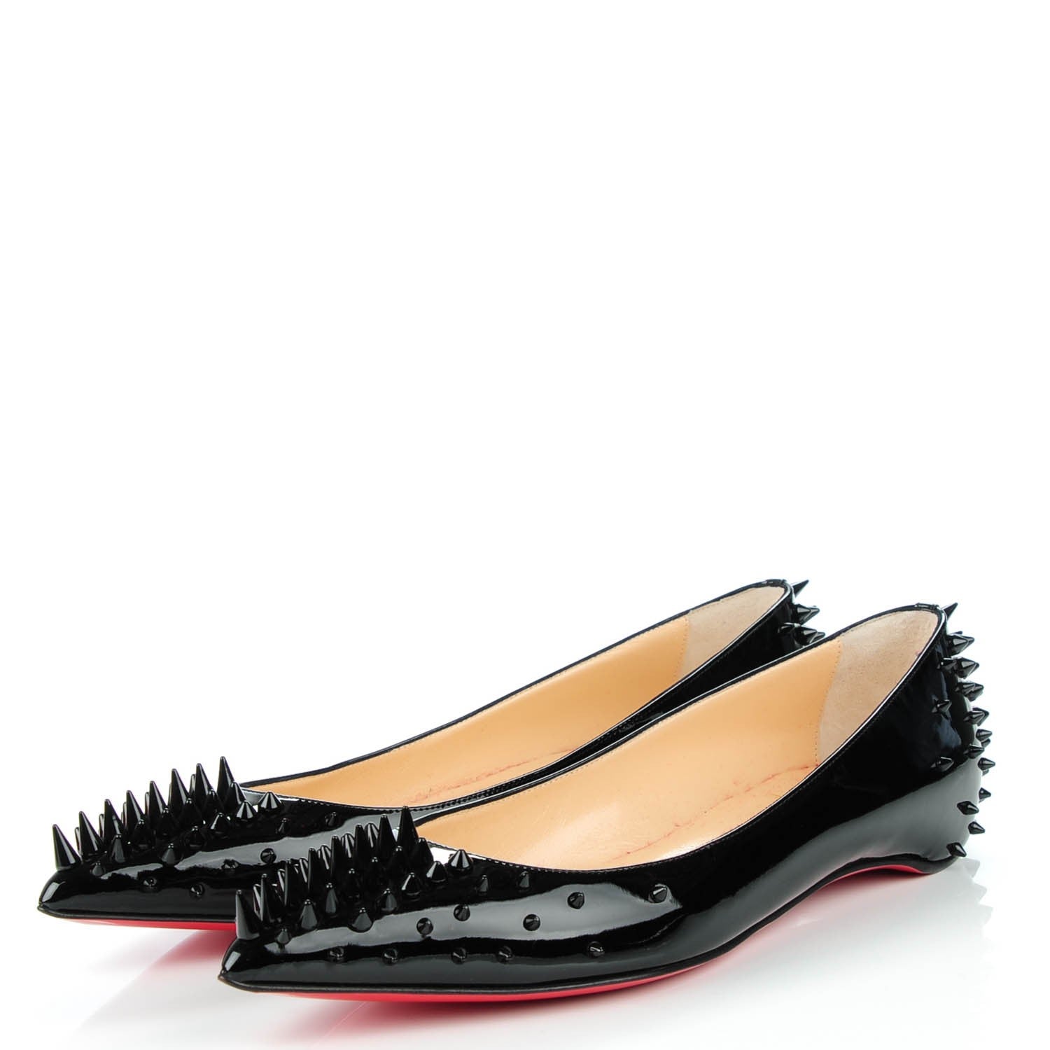 Christian Louboutin Patent Goldoflat Spikes Flats 37.5 Black 3 of 8