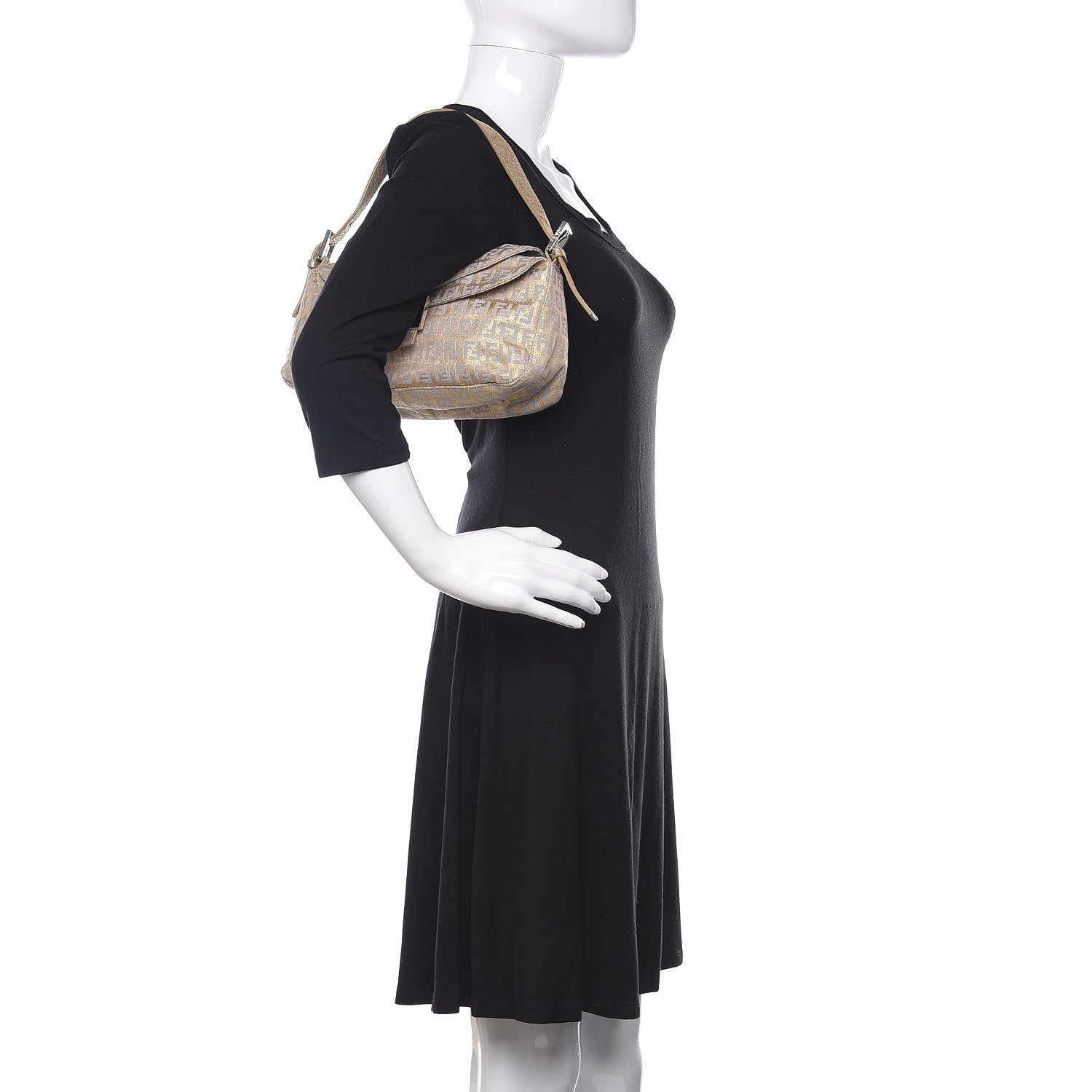 Fendi Metallic Zucchino Baguette Gold Silver 2 of 9