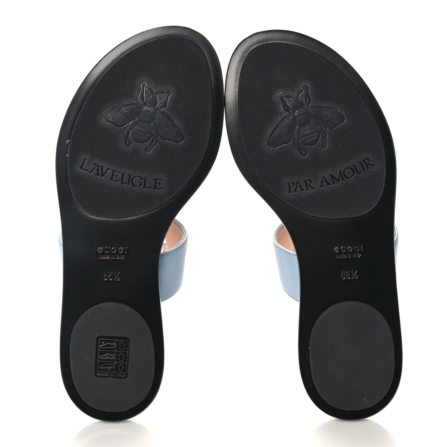 Gucci Calfskin GG Marmont Thong Sandals 35.5 Porcelain Light Blue 5 of 8