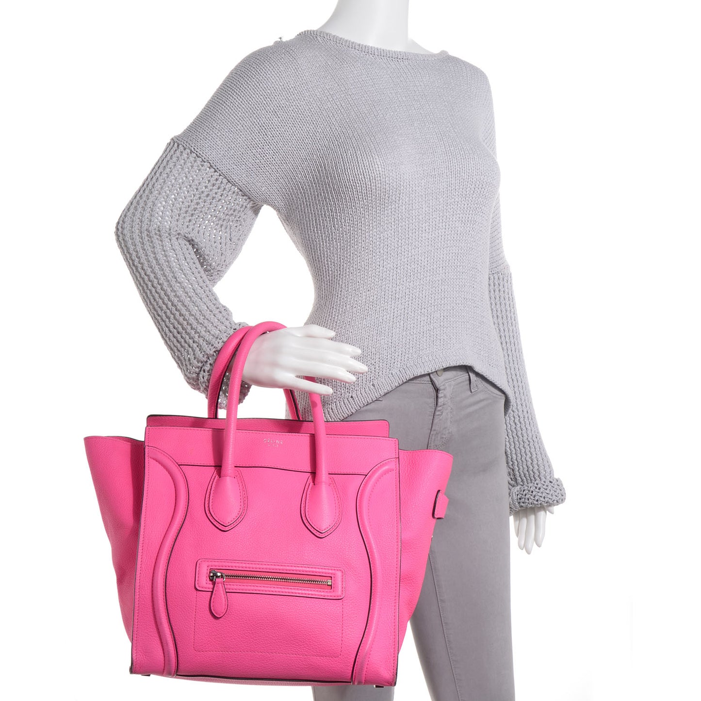 Drummed Calfskin Mini Luggage Fluo Pink