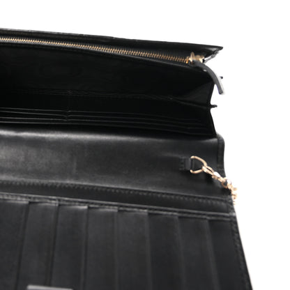 Gucci Guccissima Margaux Calfskin Metal Bar Chain Wallet Black 5 of 10
