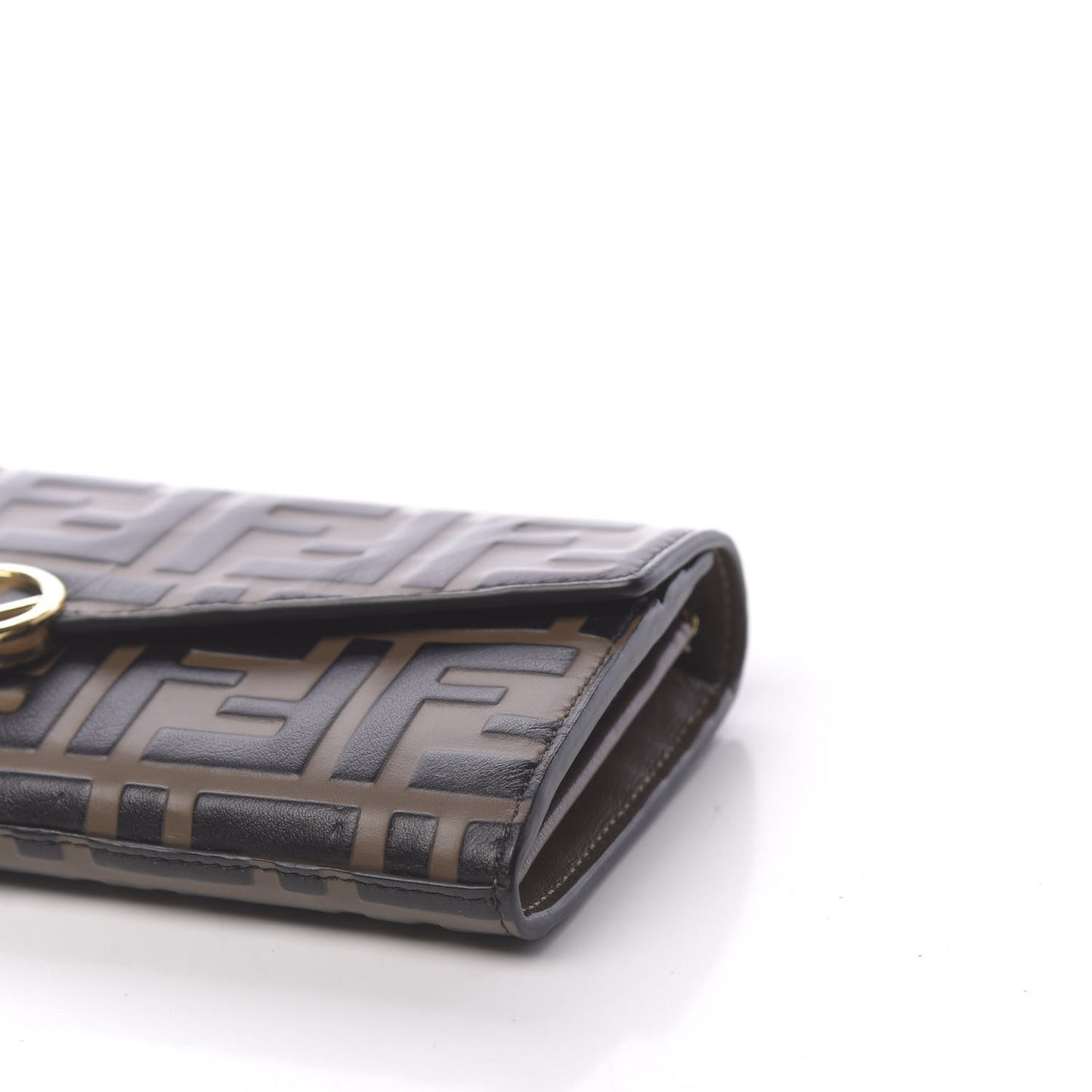 Vitello Soft F is Fendi Bi-Color FF 1974 Embossed Continental Envelope Wallet On Chain Maya Black
