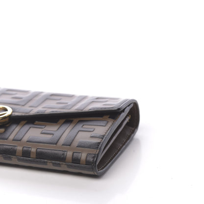 Fendi Vitello Soft F is Fendi Bi-Color FF 1974 Embossed Continental Envelope Wallet On Chain Maya Black 9 of 11
