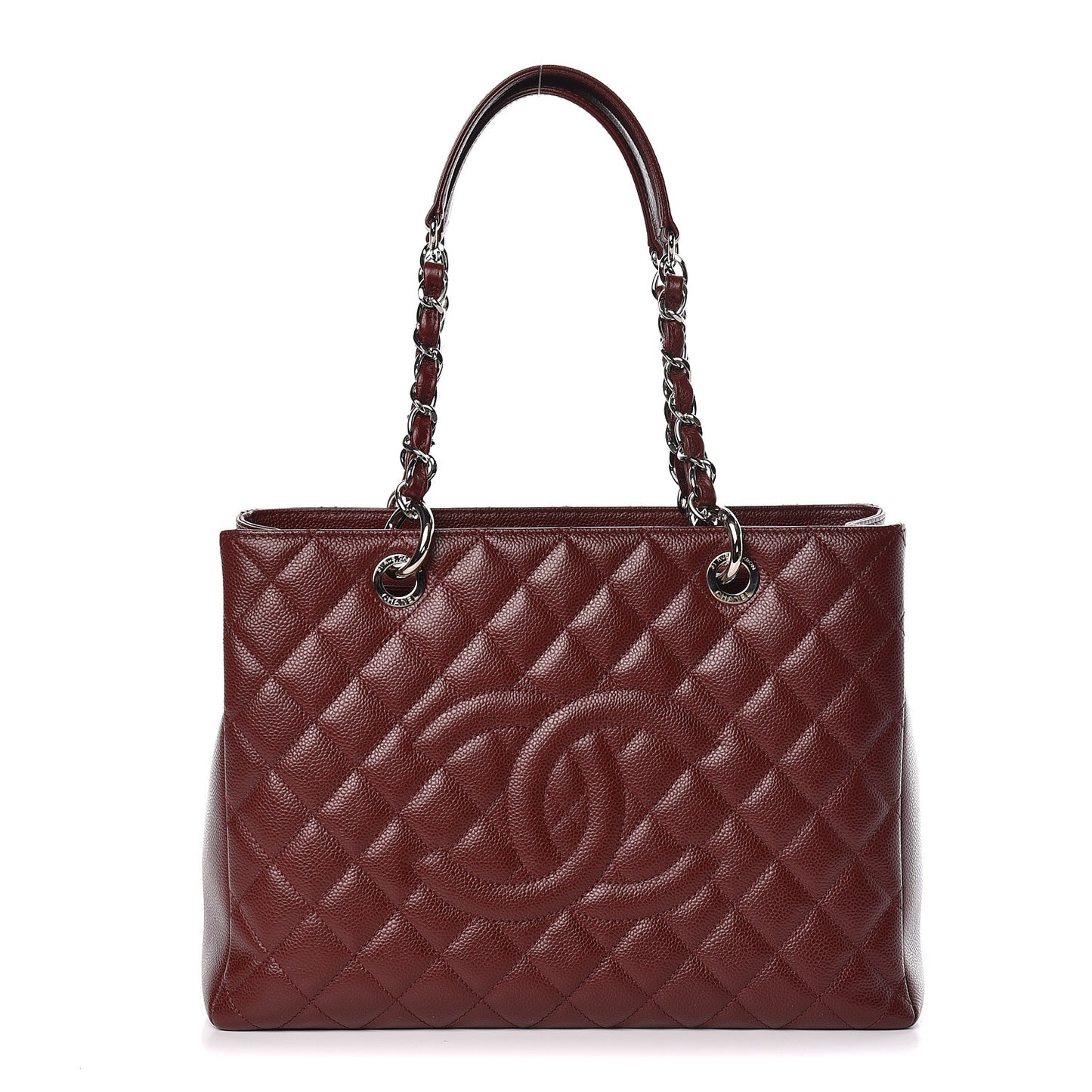 Caviar Quilted Grand Shopping Tote GST Dark Burgundy