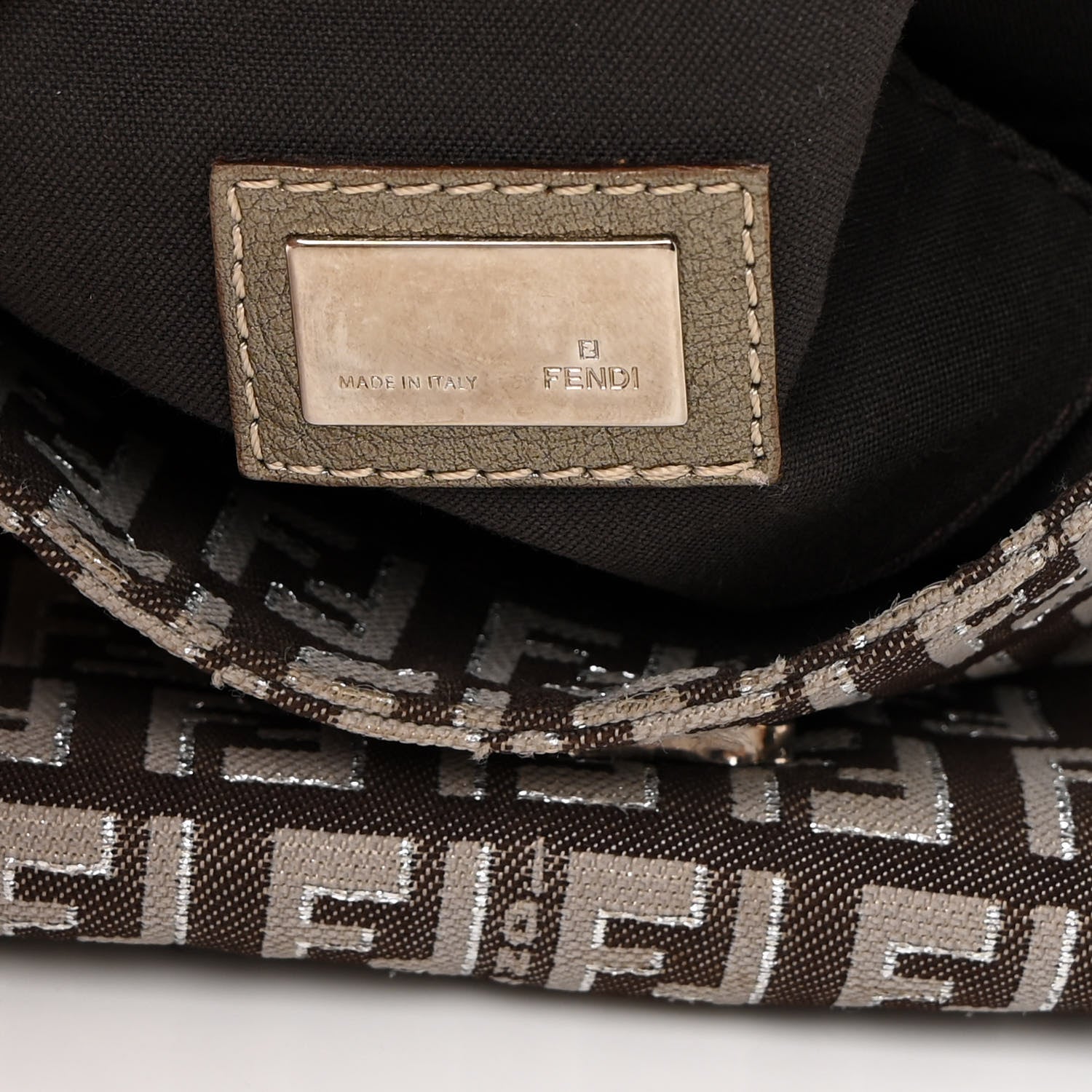 Fendi Metallic Zucchino Mini Mama Baguette Caffe Argilla Canna di Fucile 6 of 13