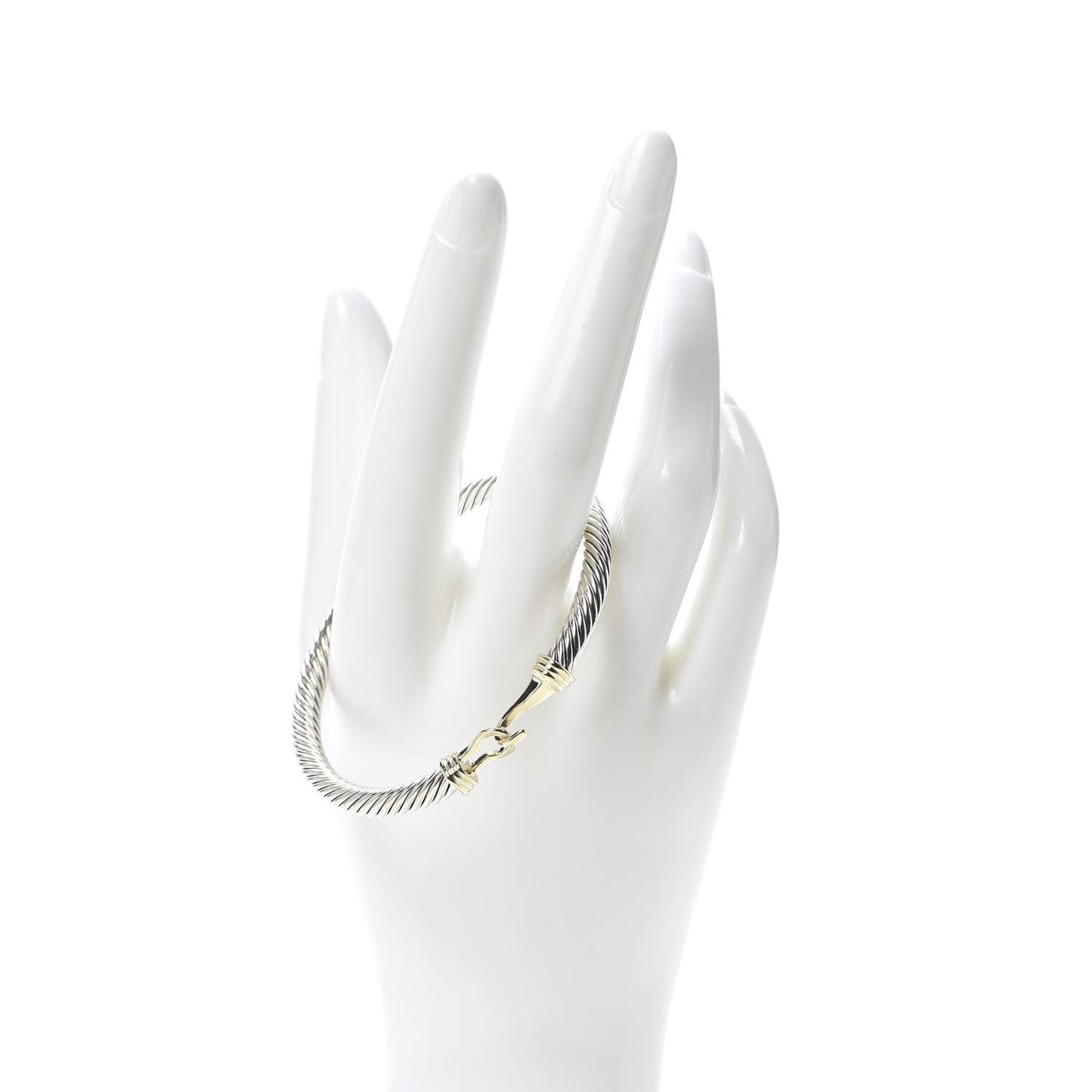 Sterling Silver 14K Yellow Gold 5mm Cable Classic Buckle Bracelet
