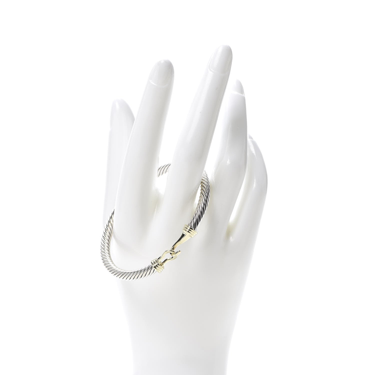 David Yurman Sterling Silver 14K Yellow Gold 5mm Cable Classic Buckle Bracelet 2 of 4