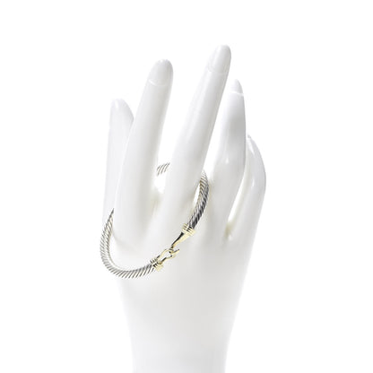 David Yurman Sterling Silver 14K Yellow Gold 5mm Cable Classic Buckle Bracelet 2 of 4