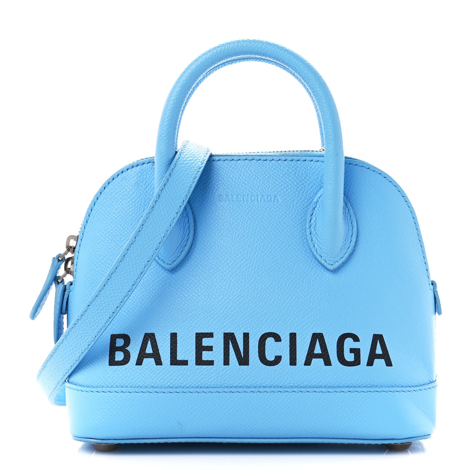 Balenciaga Signature Grained Calfskin Logo XXS Ville Top Handle Bag Baby Blue Black 1 of 10