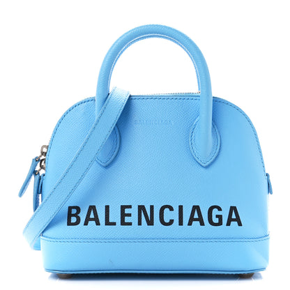 Balenciaga Signature Grained Calfskin Logo XXS Ville Top Handle Bag Baby Blue Black 1 of 10