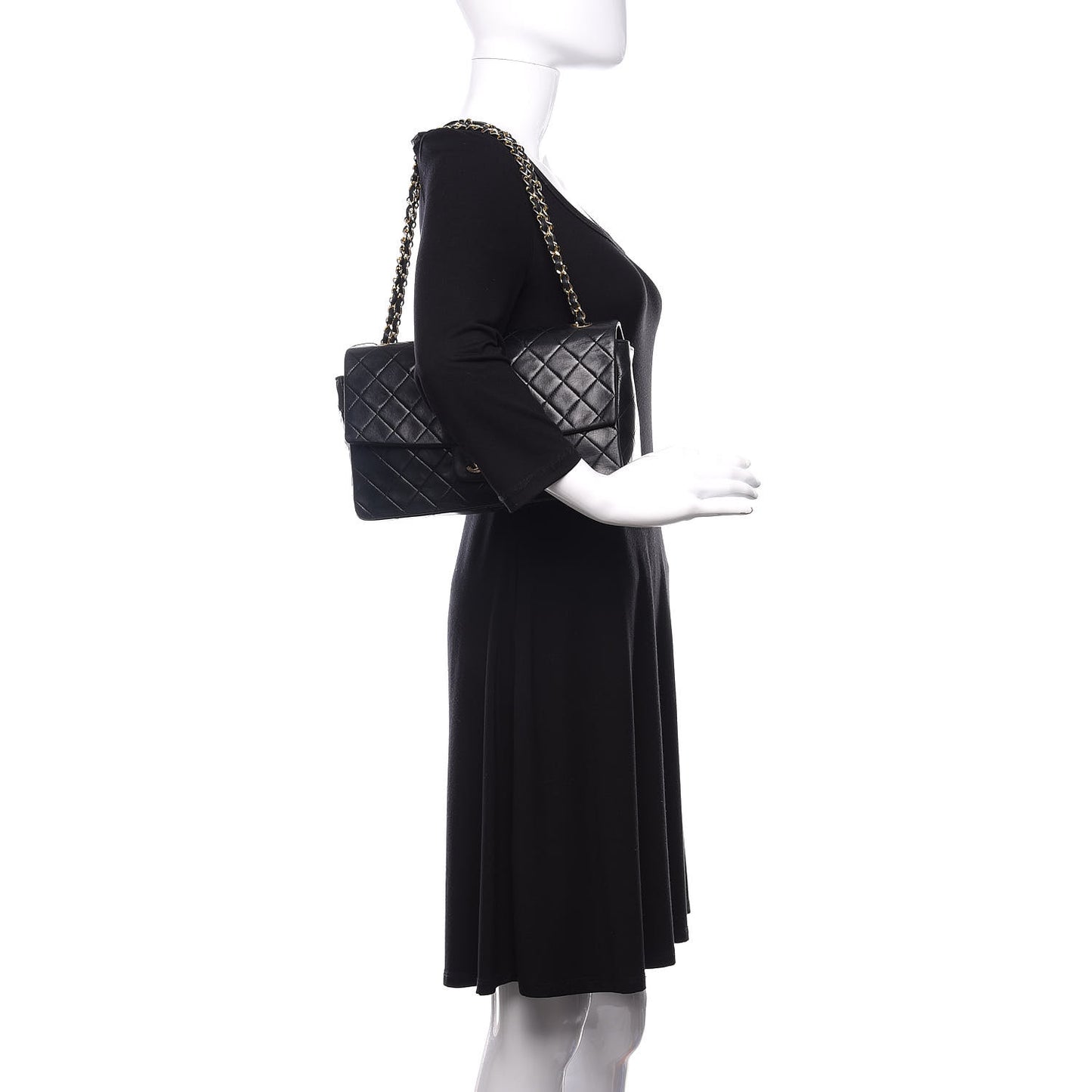 Lambskin Quilted Medium Single Flap Black