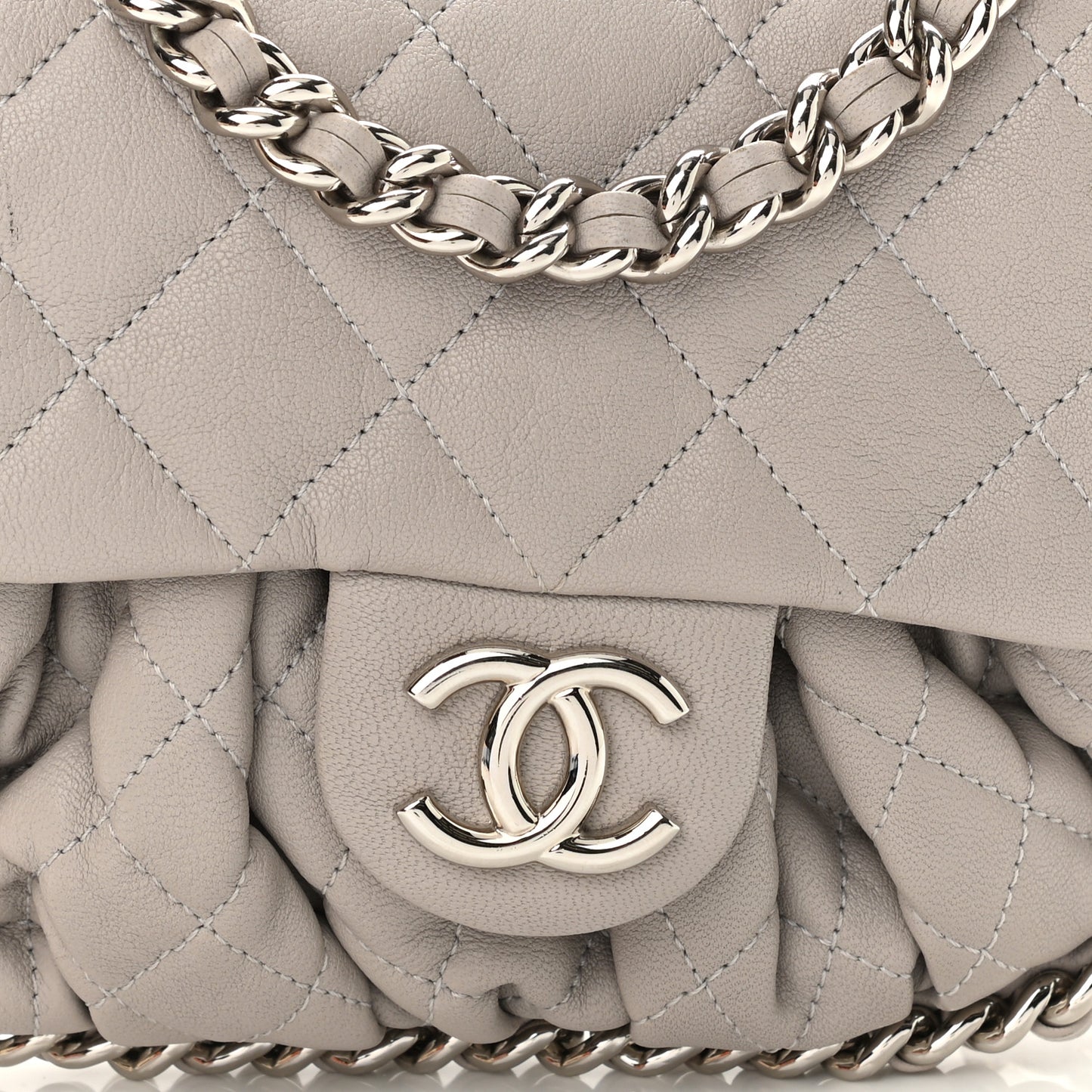 Washed Lambskin Quilted Mini Chain Around Flap Taupe