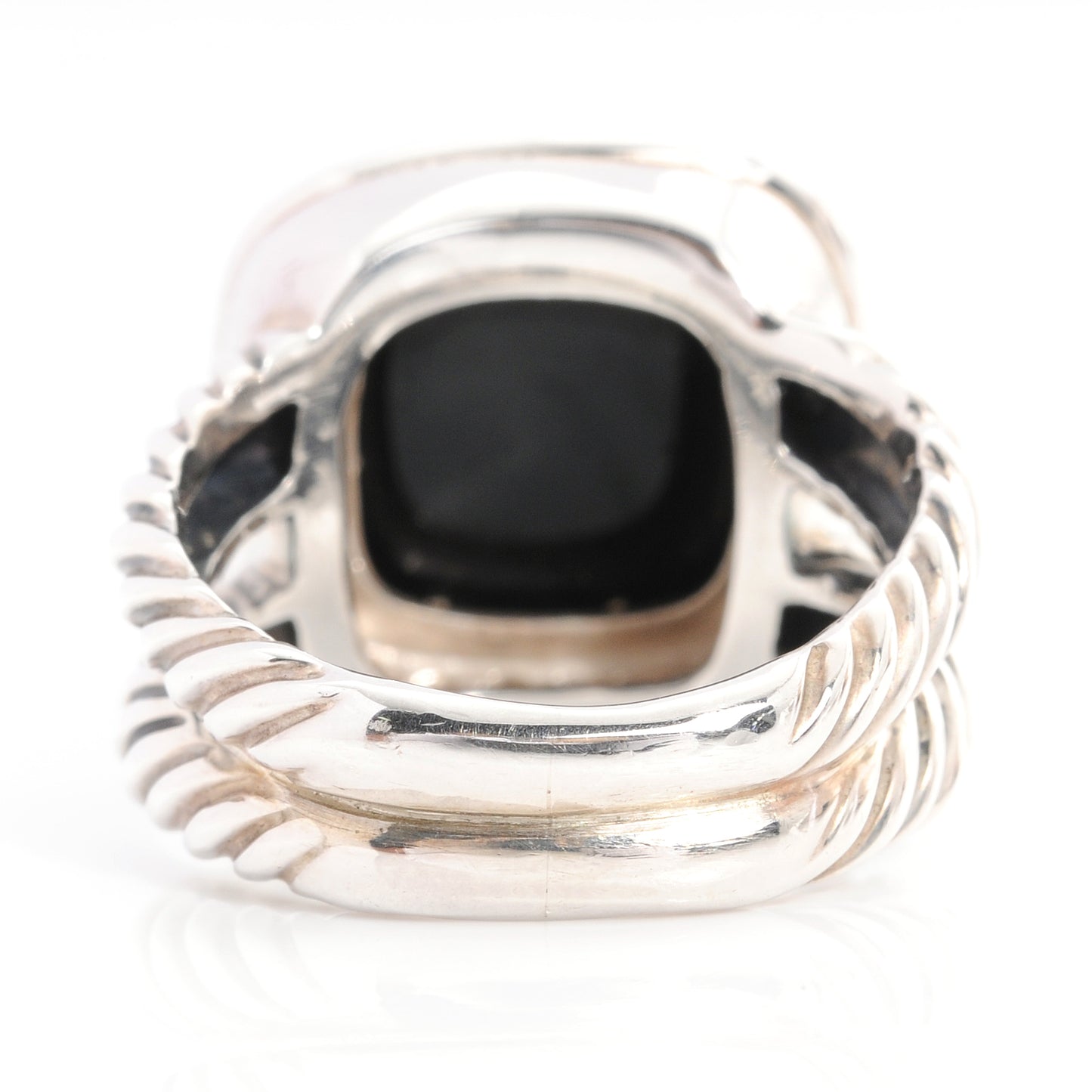 Sterling Silver Diamond Black Onyx 11mm Albion Ring 50 5.5