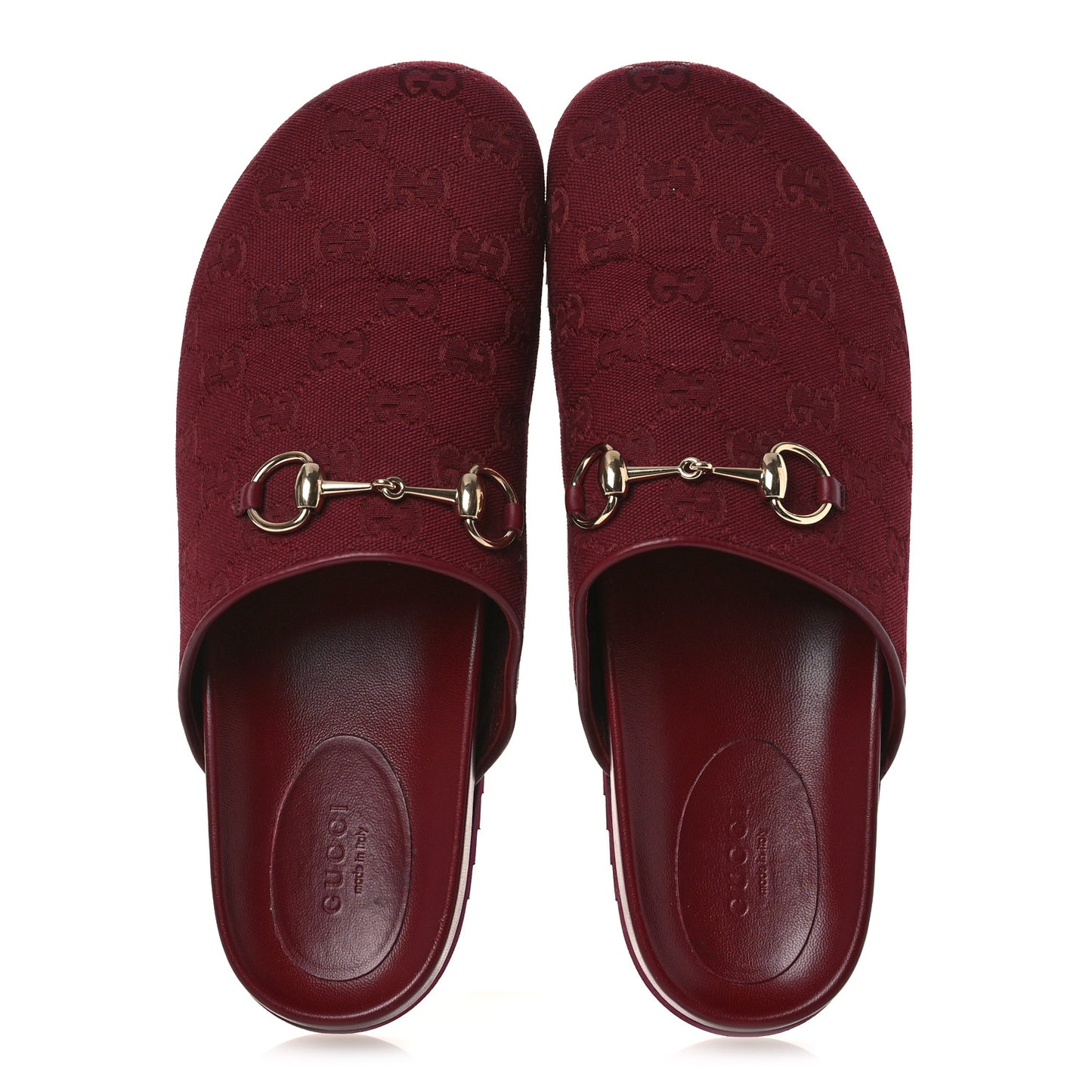 GG Supreme Monogram Womens Horsebit Slippers 40 Rosso Ancora