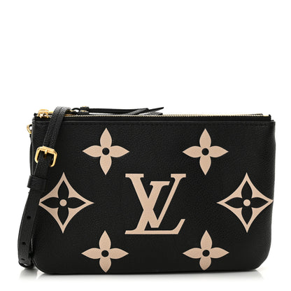 Louis Vuitton Empreinte Monogram Giant Double Zip Pochette Black Cream 1 of 11
