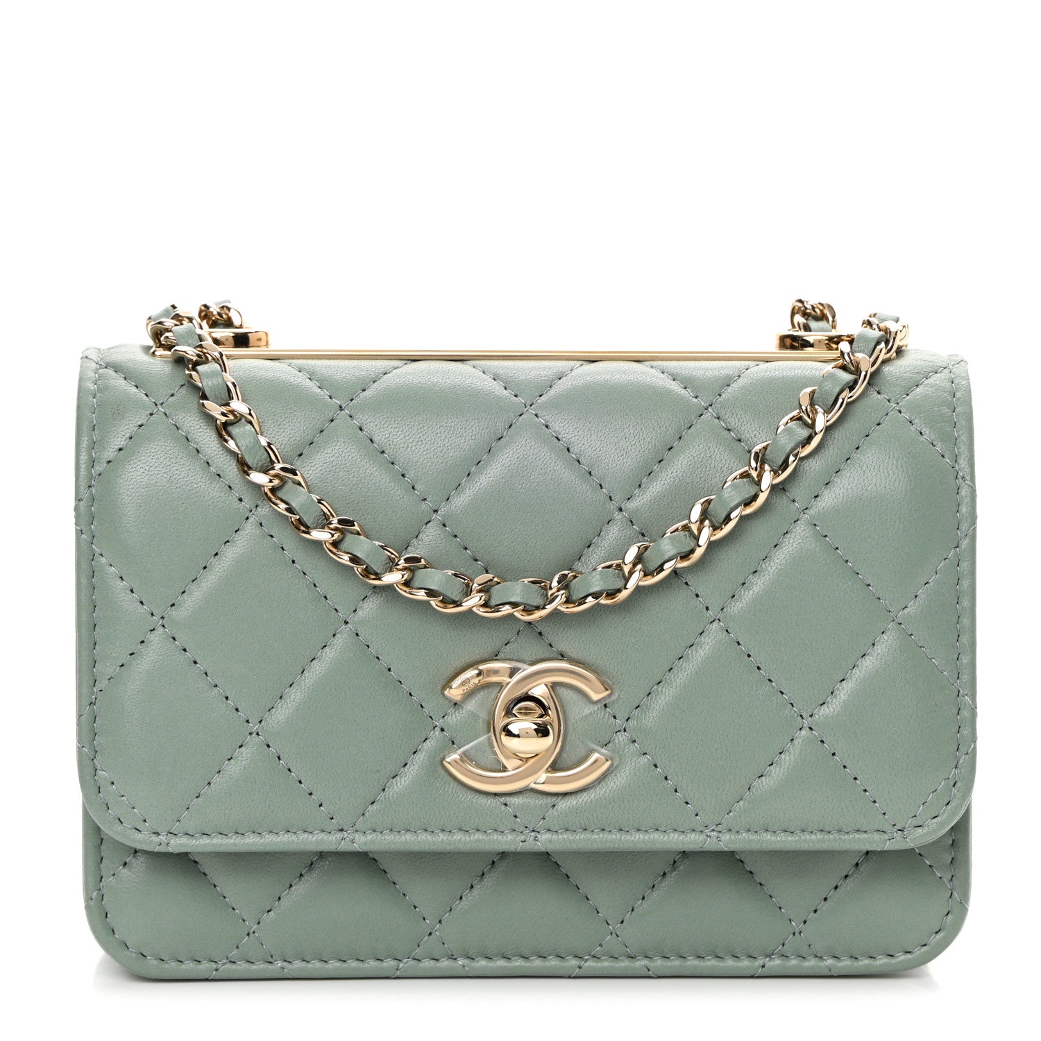 Chanel Lambskin Quilted Mini Trendy CC Wallet On Chain WOC Grey 1 of 11