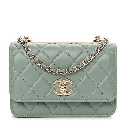 Chanel Lambskin Quilted Mini Trendy CC Wallet On Chain WOC Grey 1 of 11