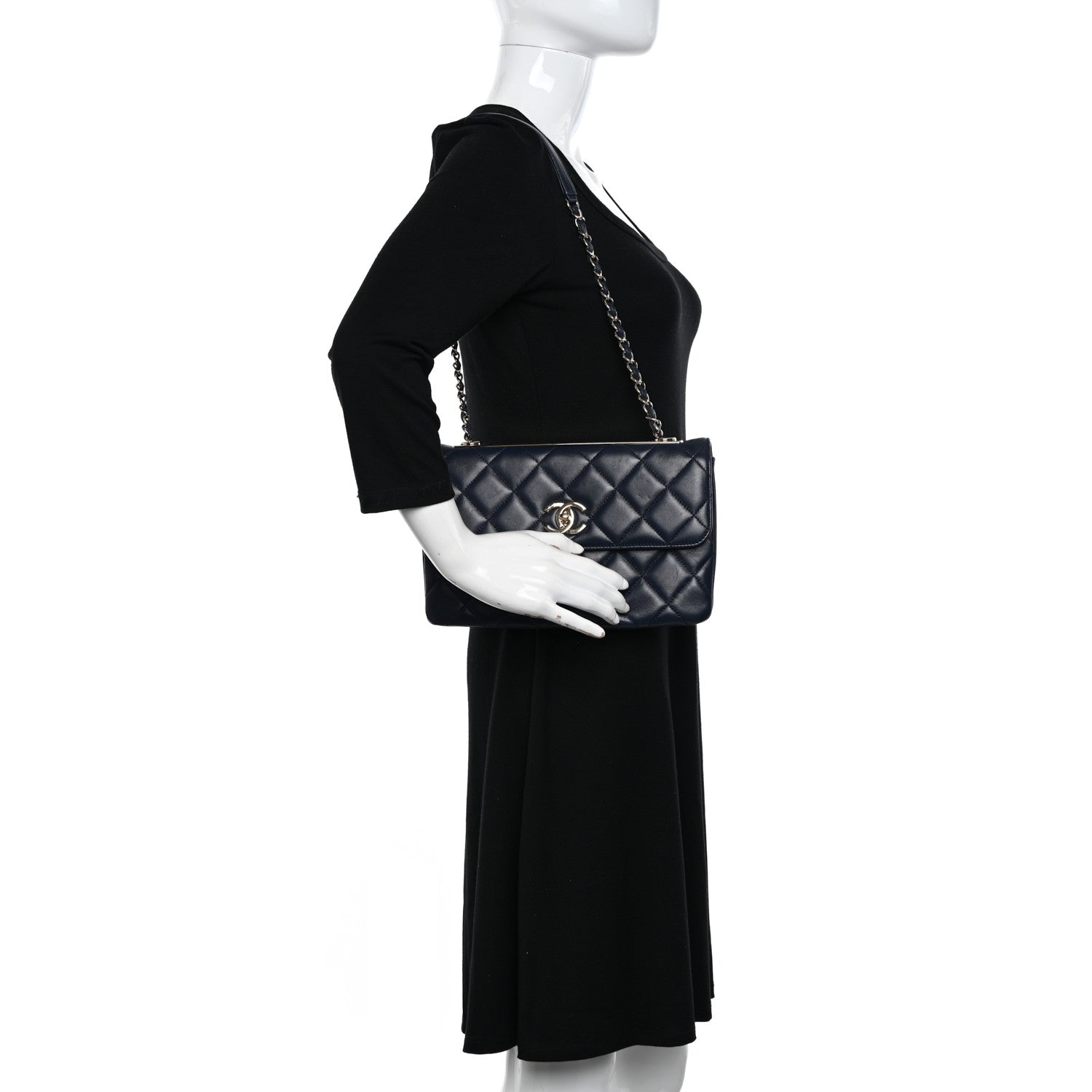 Chanel Lambskin Quilted Medium Trendy CC Flap Navy Blue 2 of 11