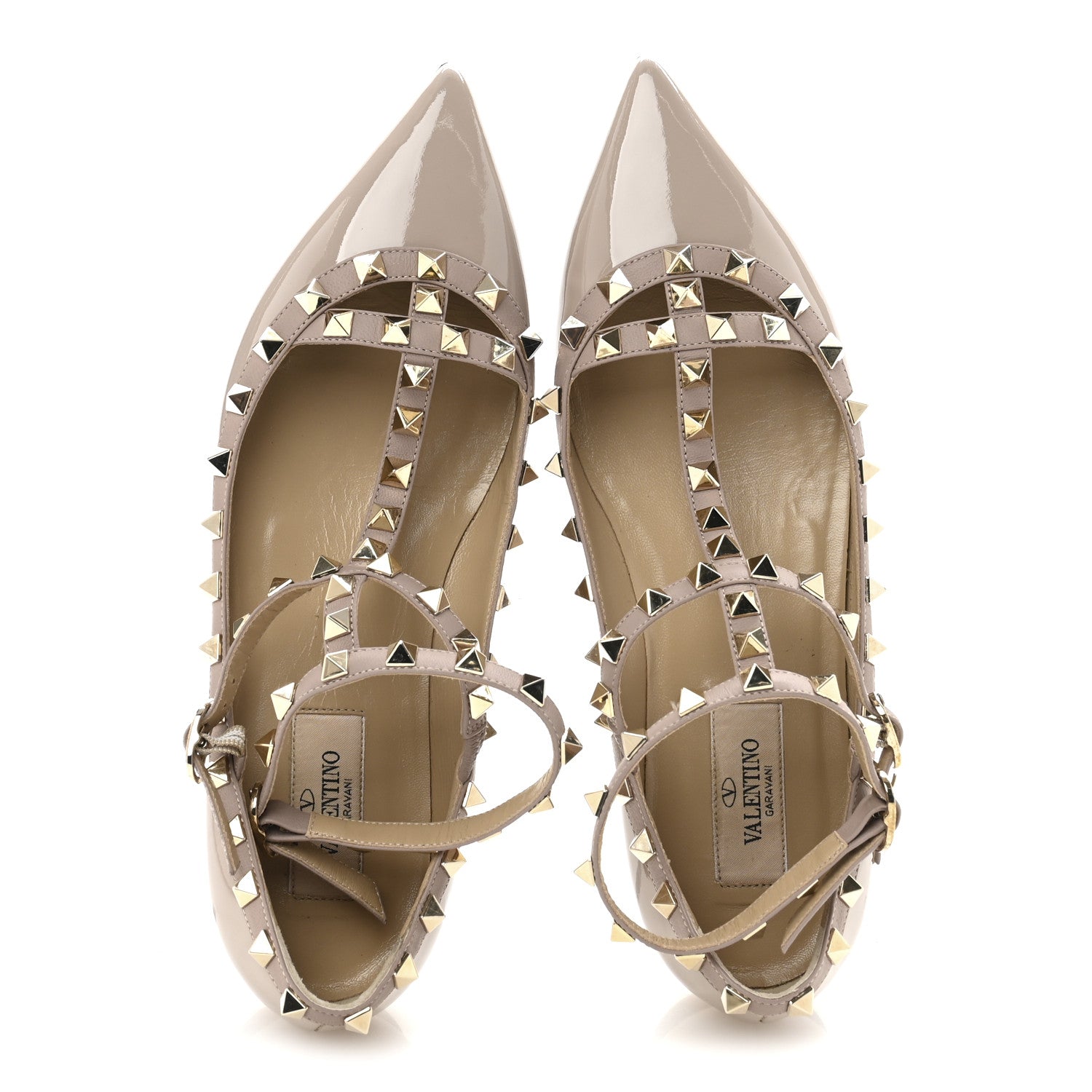 Valentino Garavani Patent Rockstud Cage Ballerina Flats 37 Poudre 2 of 10