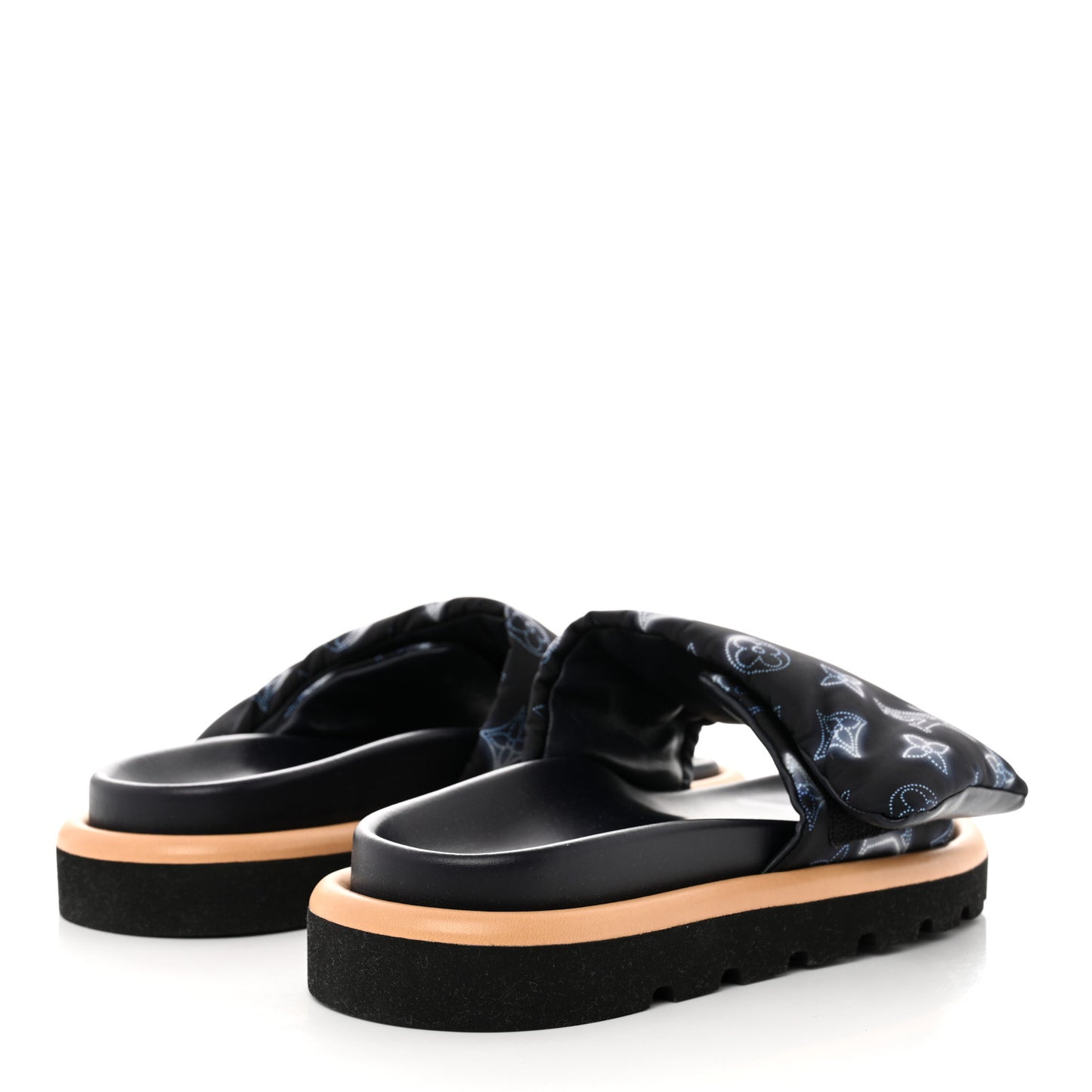 Nylon Monogram Womens Pool Pillow Comfort Mules 38 Navy Blue