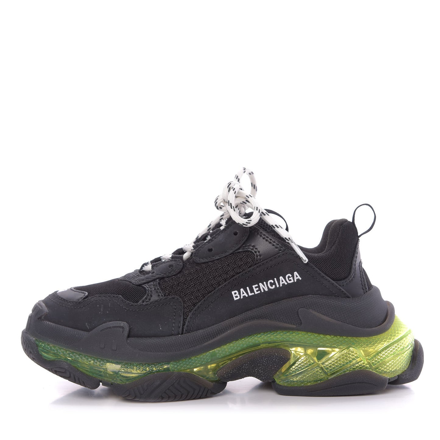 Fabric Mesh Clear Sole Womens Triple S Sneakers 37 Black Yellow Fluo