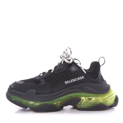 Balenciaga Fabric Mesh Clear Sole Womens Triple S Sneakers 37 Black Yellow Fluo 1 of 9