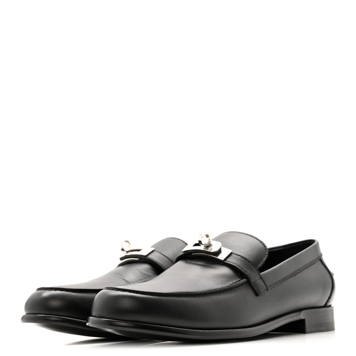 Hermes Calfskin Womens Destin Loafers 38.5 Black 4 of 12