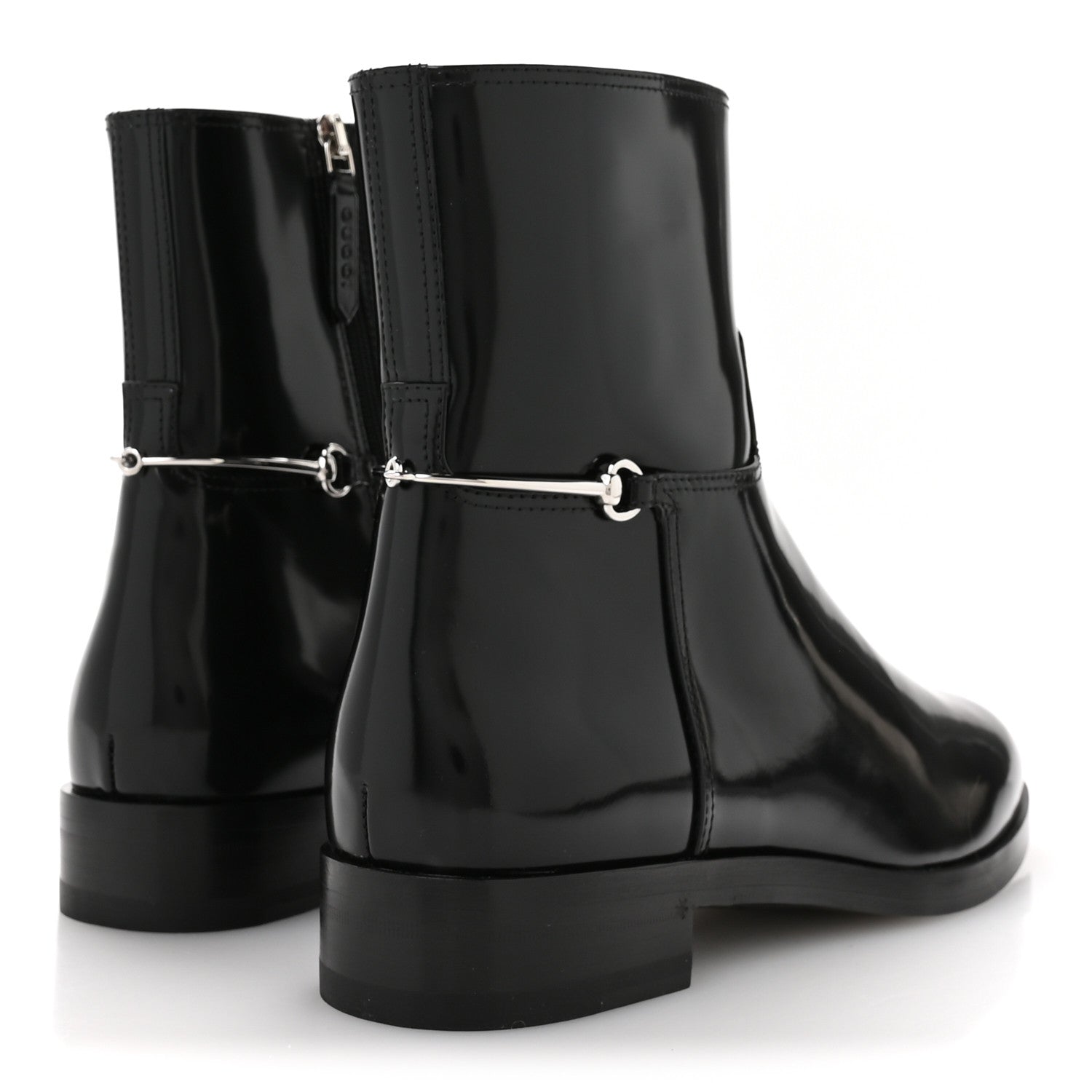 Gucci Brushed Calfskin Michelangelo Slim Horsebit Ankle Boots 39.5 Black 5 of 9