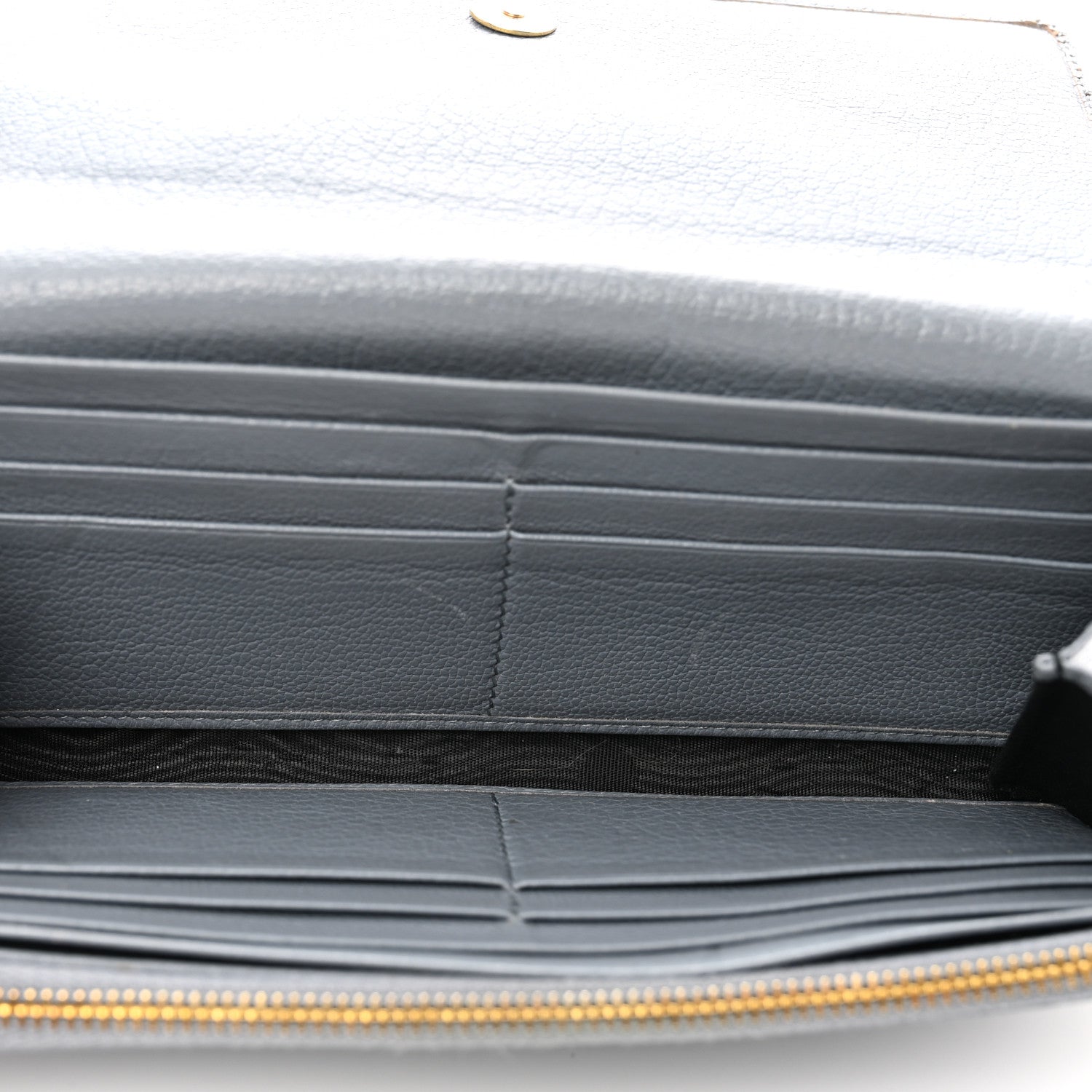 Balenciaga Chevre Gold Metallic Edge Hardware Continental Flap Wallet Bleu Acier 5 of 15