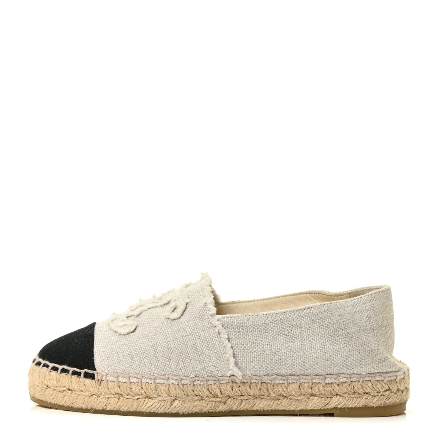 Chanel Canvas Velvet CC Espadrilles 35 Beige Black 1 of 7