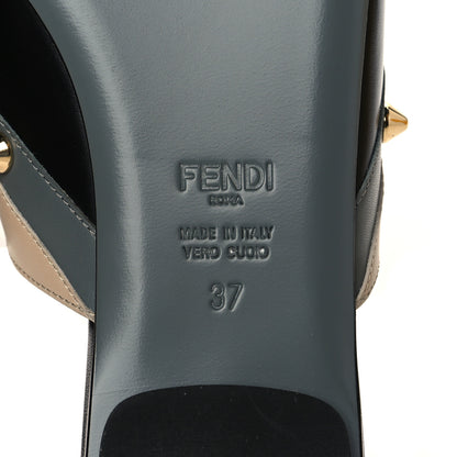 Fendi Vitello Sabot Monster Face Mules 37 Camelia 6 of 9