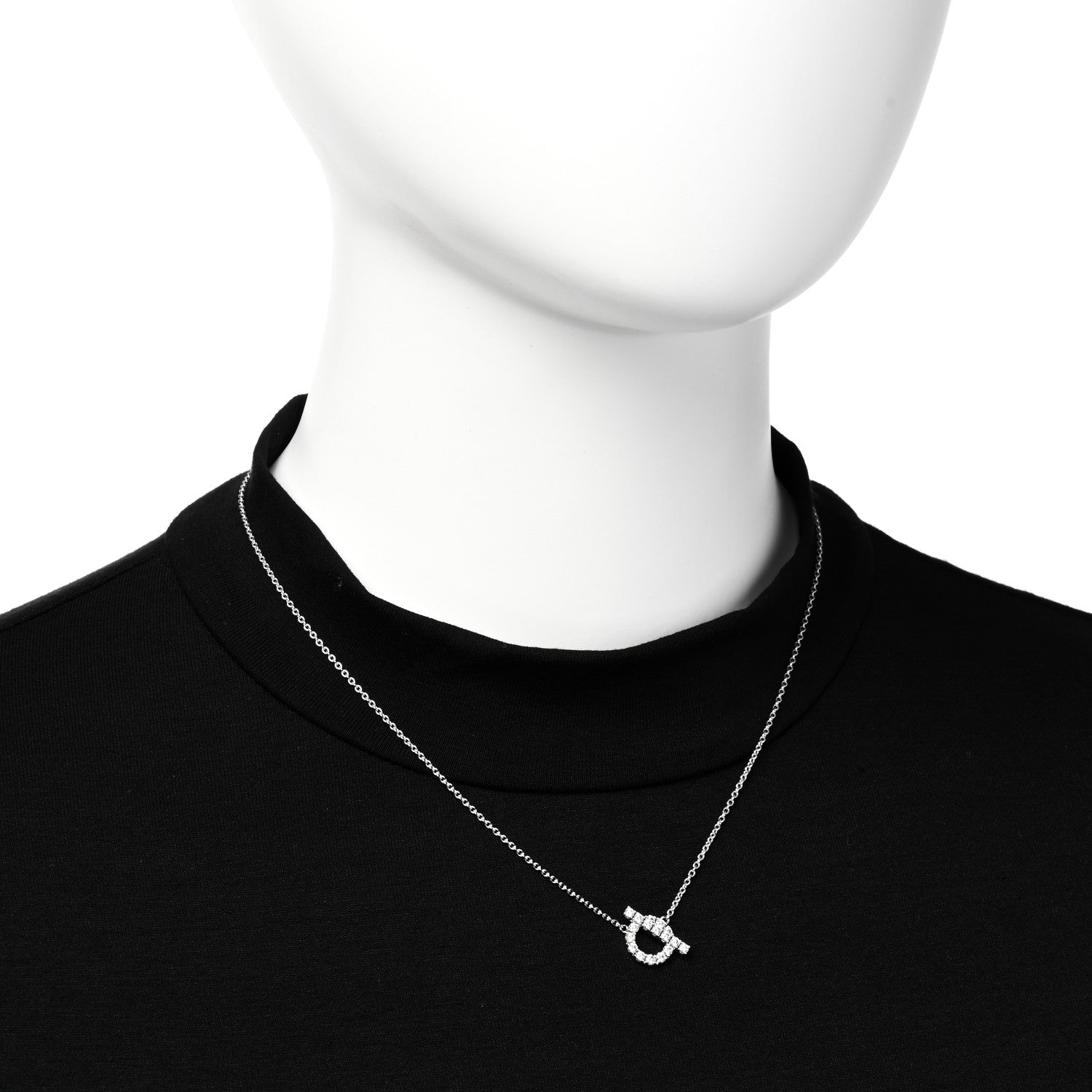 Hermes 18K White Gold Diamond Finesse Pendant Necklace 2 of 6