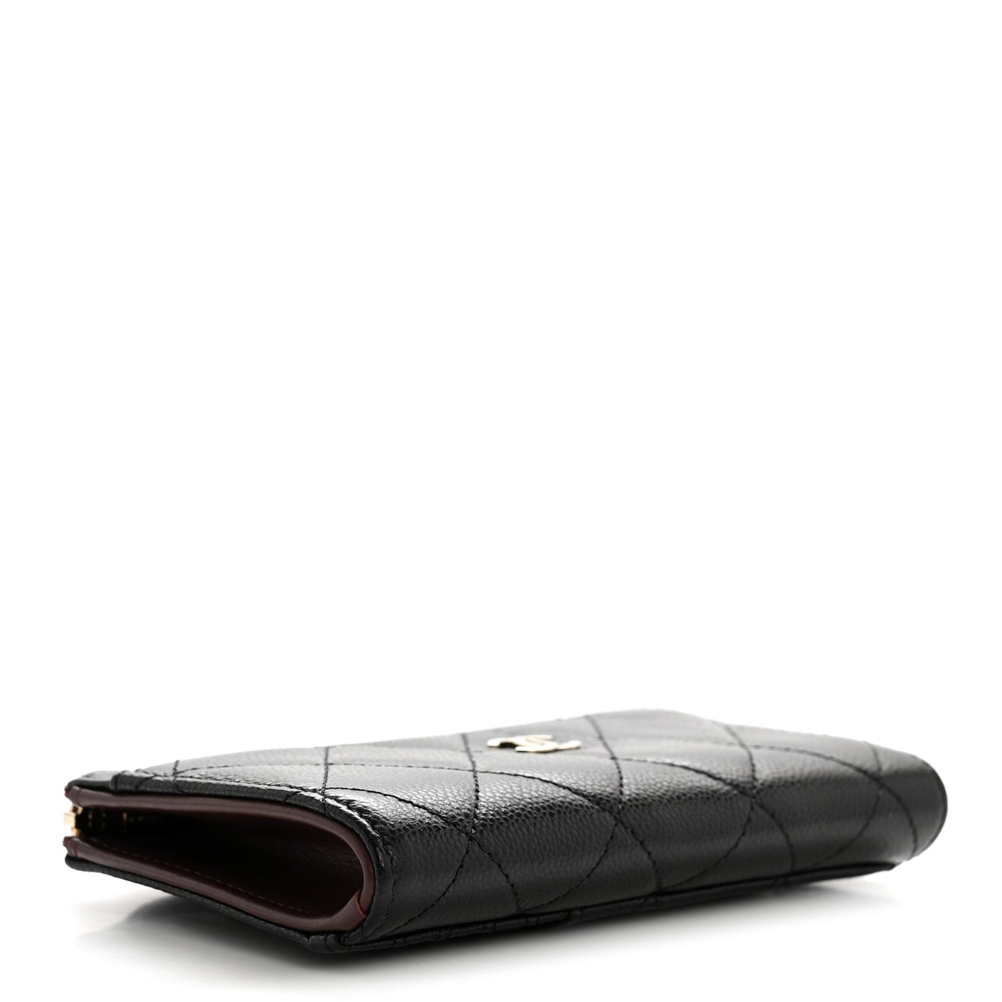 Caviar Quilted CC Zip Around Card Holder Black