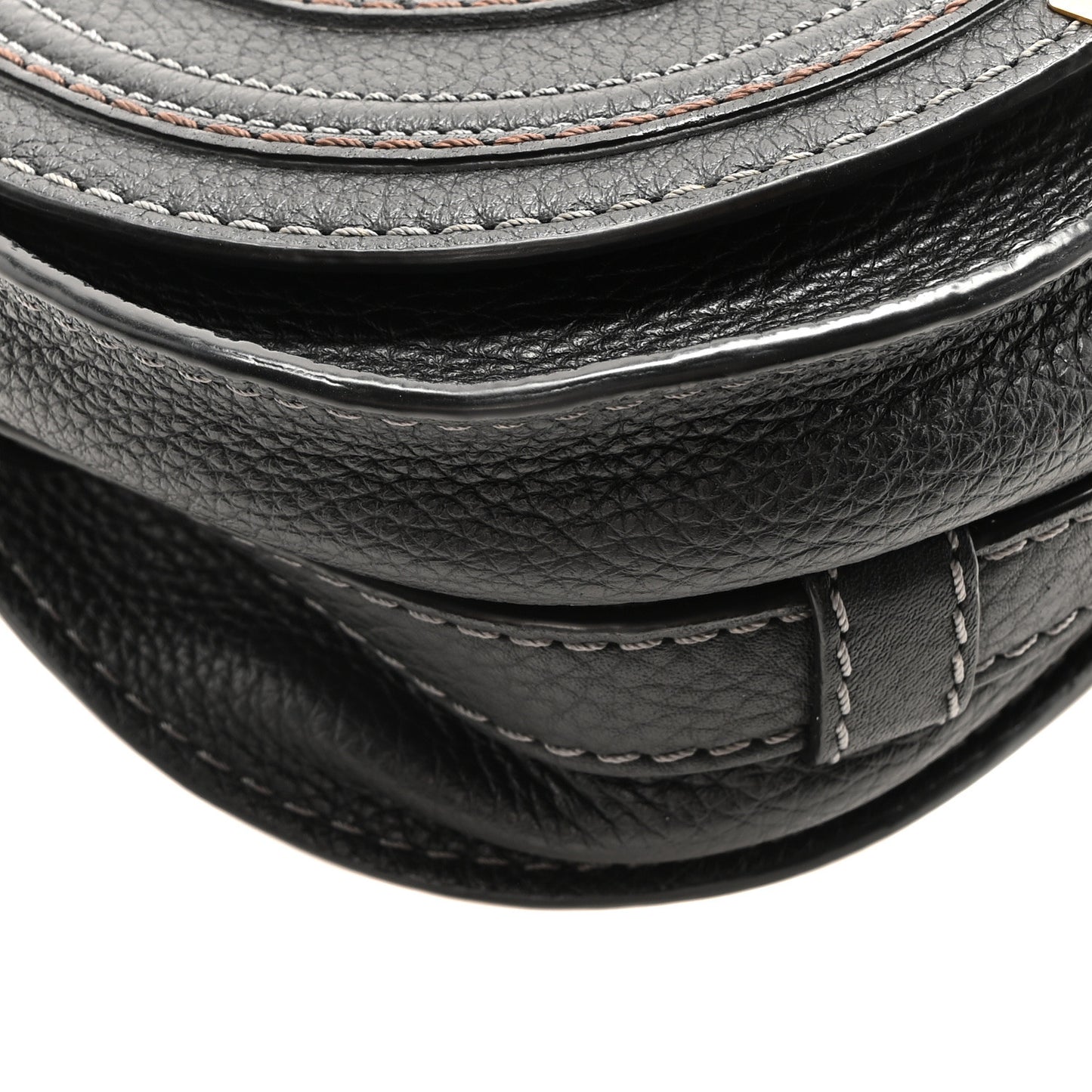 Calfskin Small Marcie Saddle Bag Black