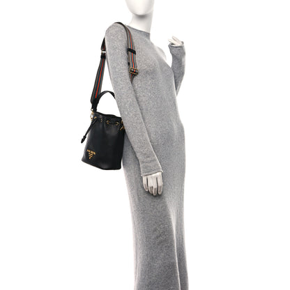 Prada Vitello Daino Bucket Bag Black 2 of 11