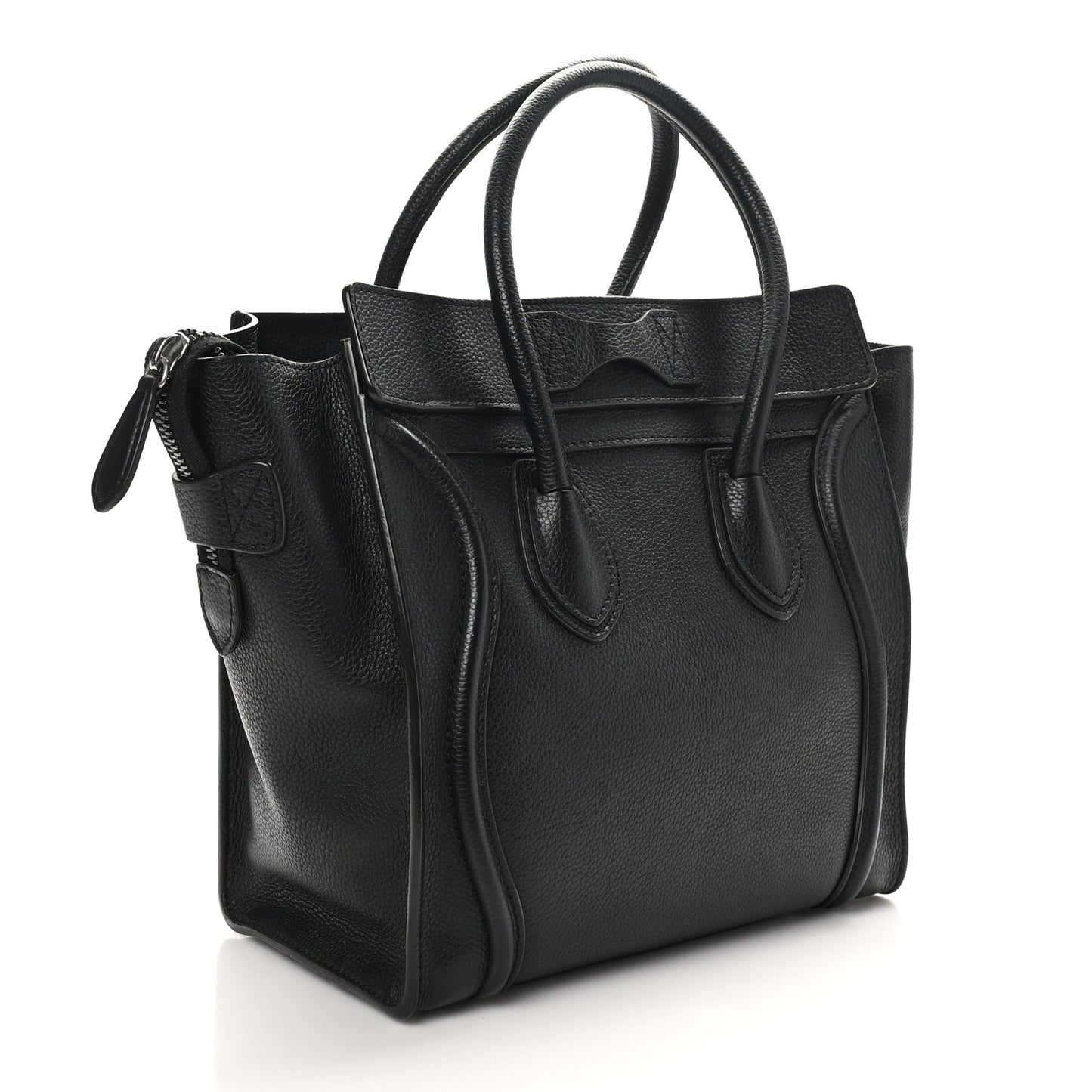 Drummed Calfskin Micro Luggage Black