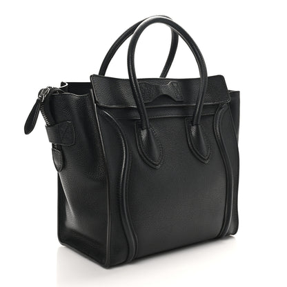 Celine Drummed Calfskin Micro Luggage Black 2 of 9