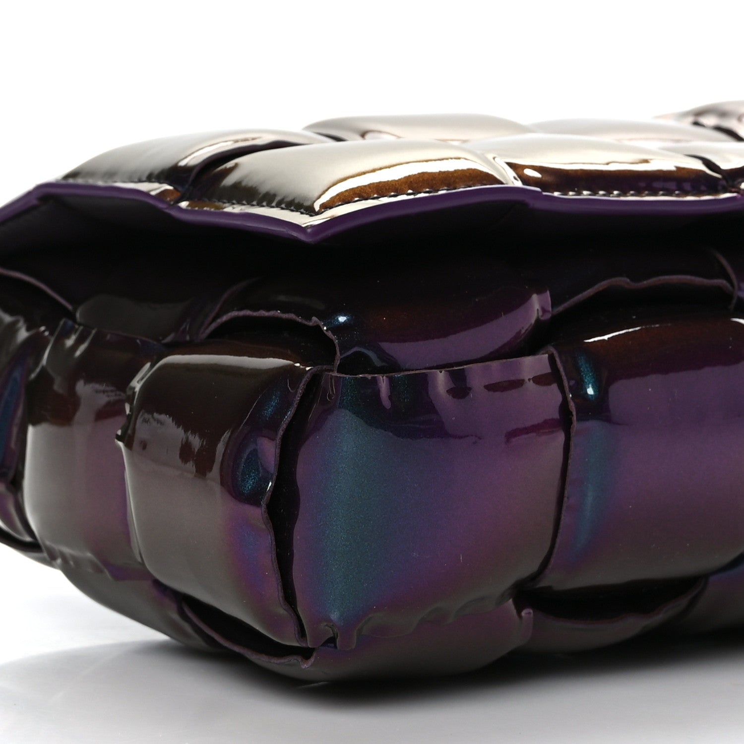 Bottega Veneta Glossy Nail Polish Nappa Maxi Intreccio Padded Cassette Crossbody Bag Holographic 7 of 8