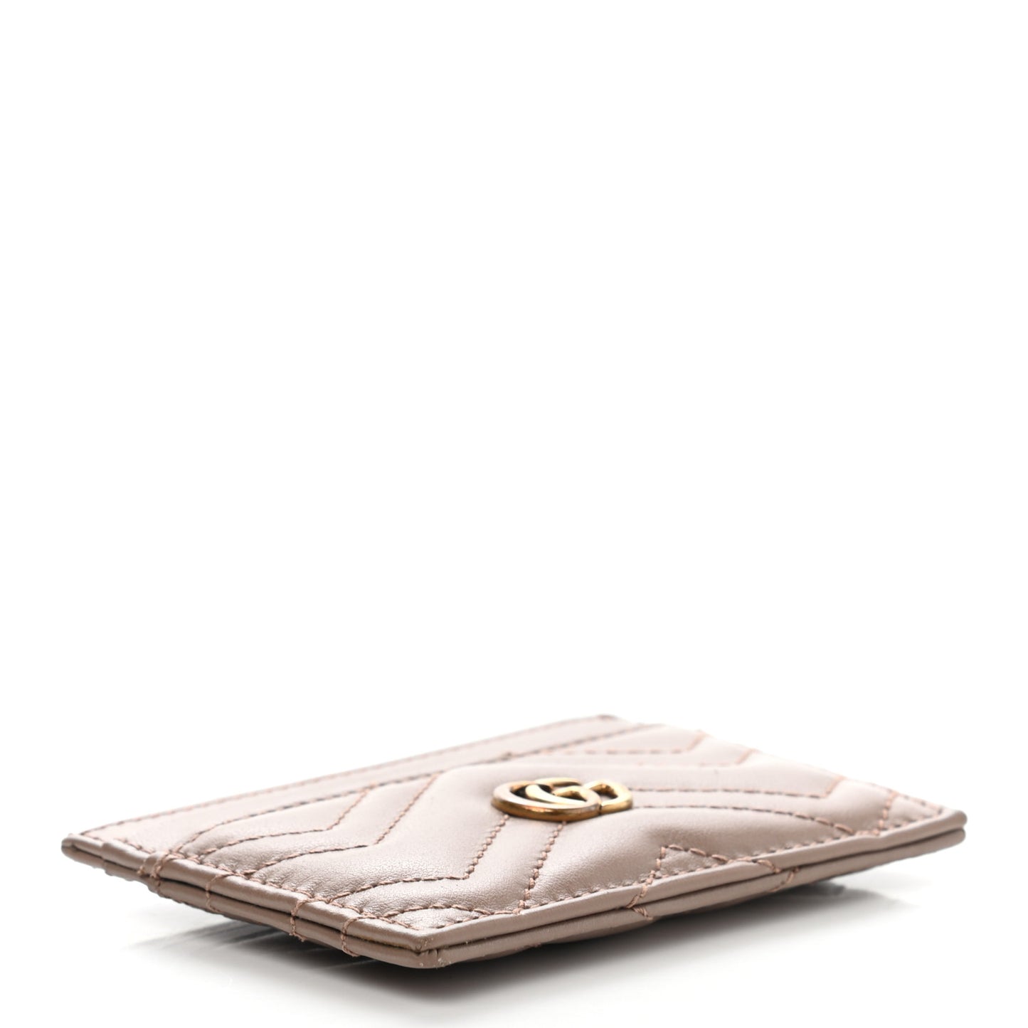 Calfskin Matelasse GG Marmont Card Holder Porcelain Rose