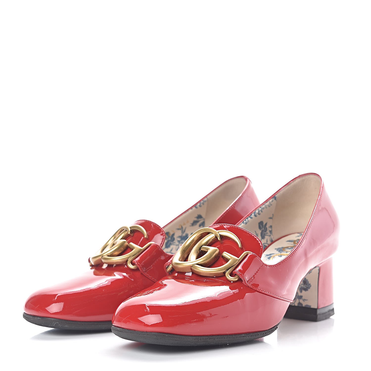 Gucci Vernice GG Victoire 55mm Loafer Pumps 36.5 Hibiscus Red 3 of 11